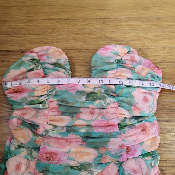 ASOS NWT Design U-Wire Bandeau Strapless Ruched Floral Maxi Dress Size 14 - Picture 7 of 8